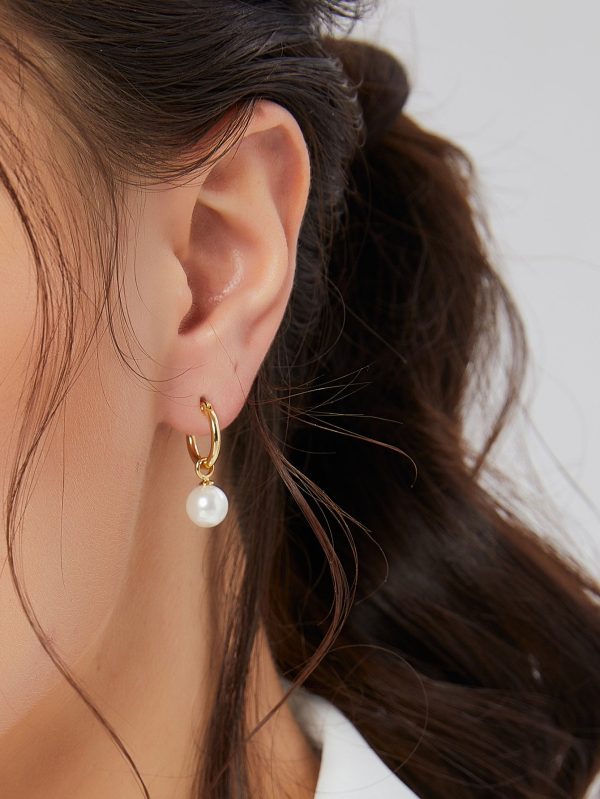 Fashion - 1pc Faux Pearl Drop Earrings