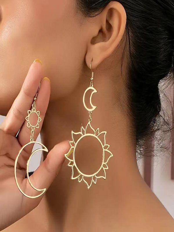 Fashion - Sun & Moon Vintage Exaggerated Dangle Earrings