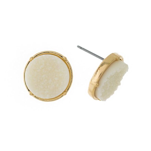 Ivory Druzy Stone Stud Earrings