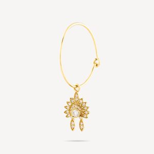 Yellow Gold Diamond Shaman Hoop Earring