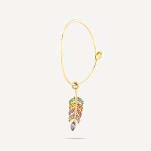 Topaz Feather Hoop Earring