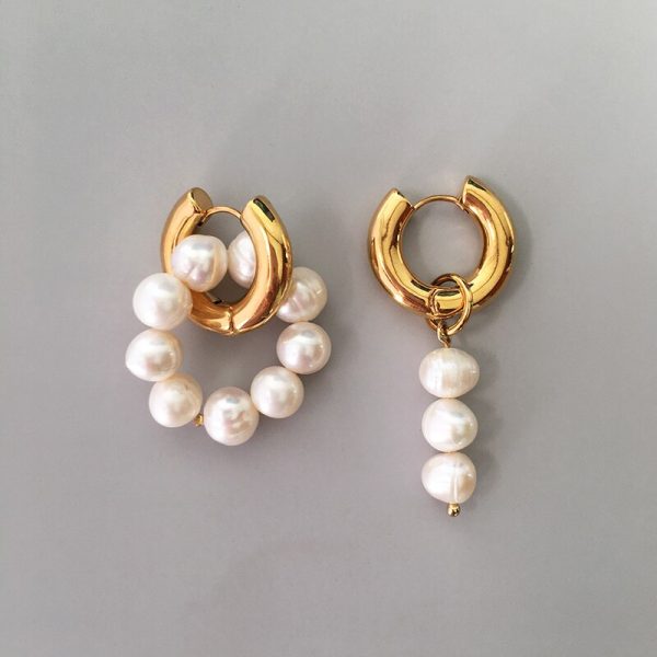 Fashion - Natural Freshwater New Trend Double Circle Dangle Earrings