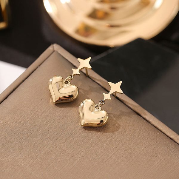 Fashion - Titanium Steel All-match Heart Star Pendant Earrings
