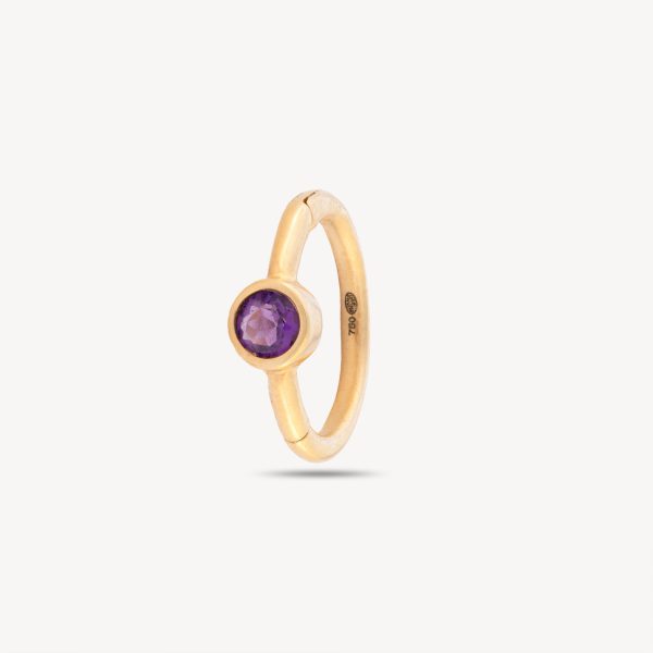 Yellow Gold 2.5mm Amethyst 8mm Hoop