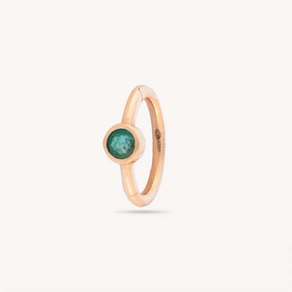Rose Gold 2.5mm Round Emerald 8mm Hoop