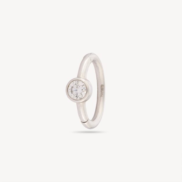 White Gold White Diamond 8mm Hoop