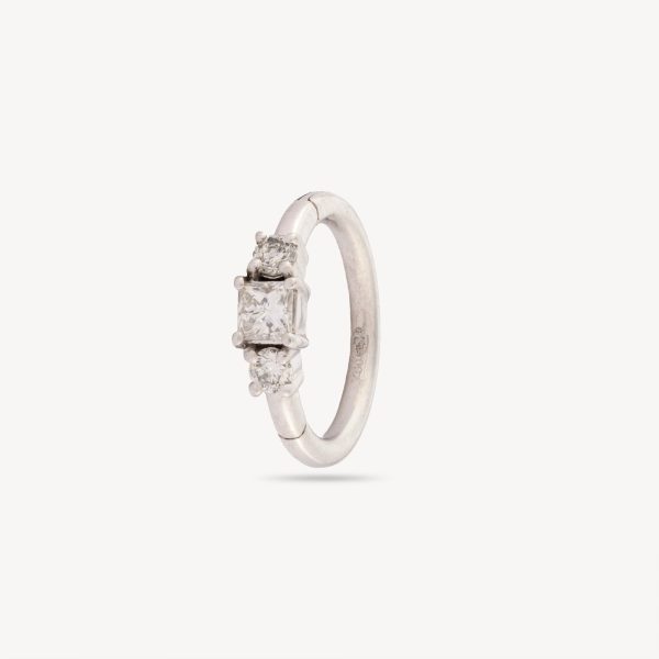White Gold Princess Diamond 8 mm Shiny Hoop