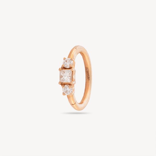 Rose Gold 2x2mm Princess Diamont 8mm Hoop