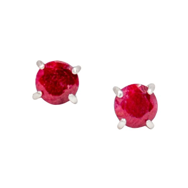 Madagascar Ruby Sterling Silver Stud Earrings