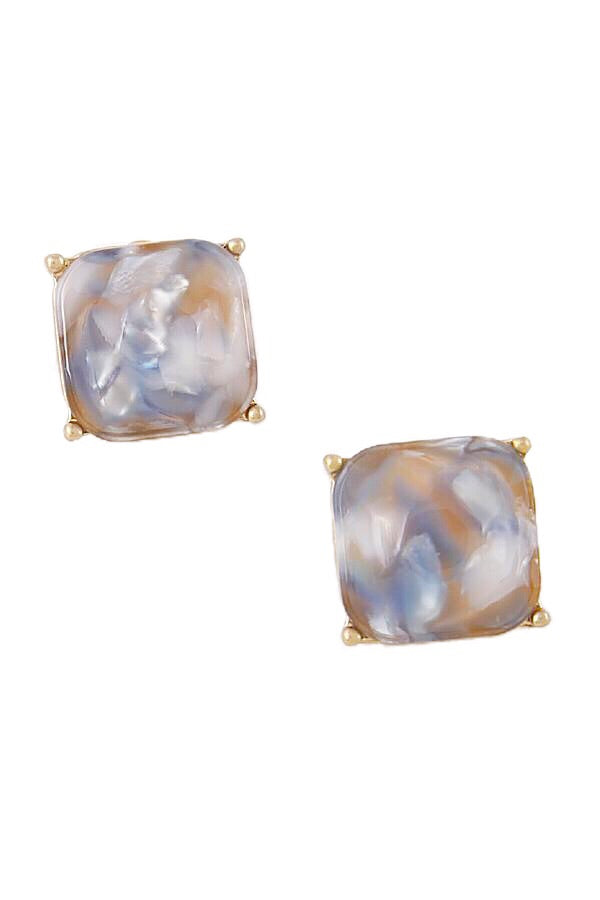 Stone Square Stud Earrings